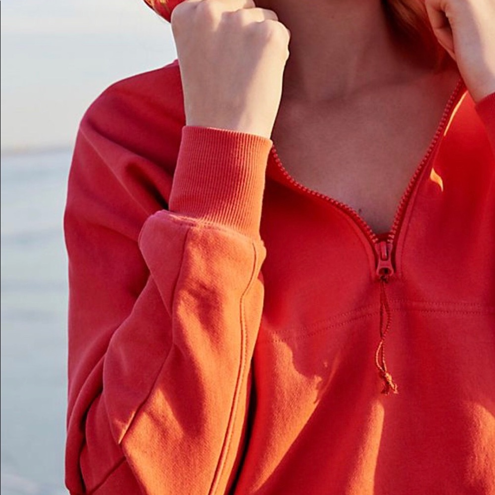 FP Movement Washed Red Quarter Zip Think Future Hoodie